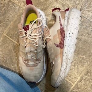 Nike Cream and Red Retro Sneakers with Chunky Design